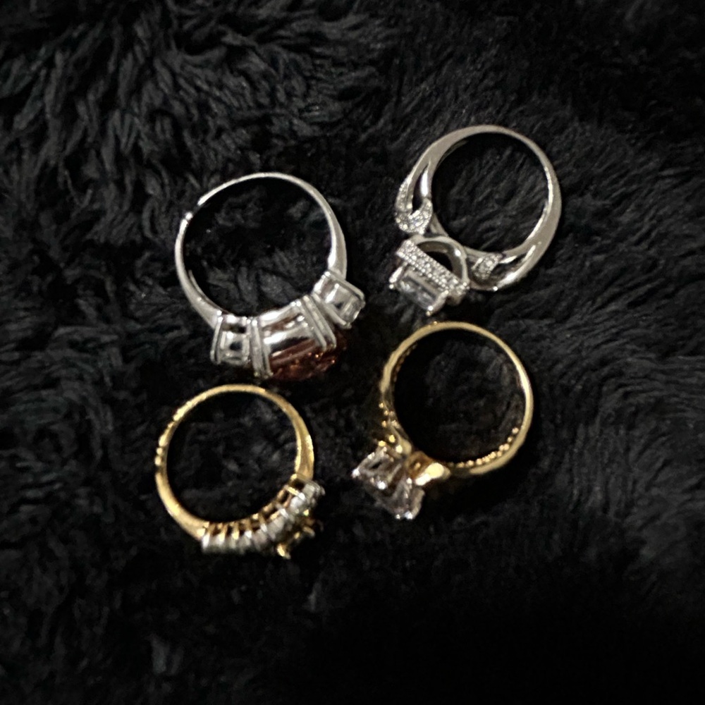 Elegant Silver and Gold Rings Set Costume Rings